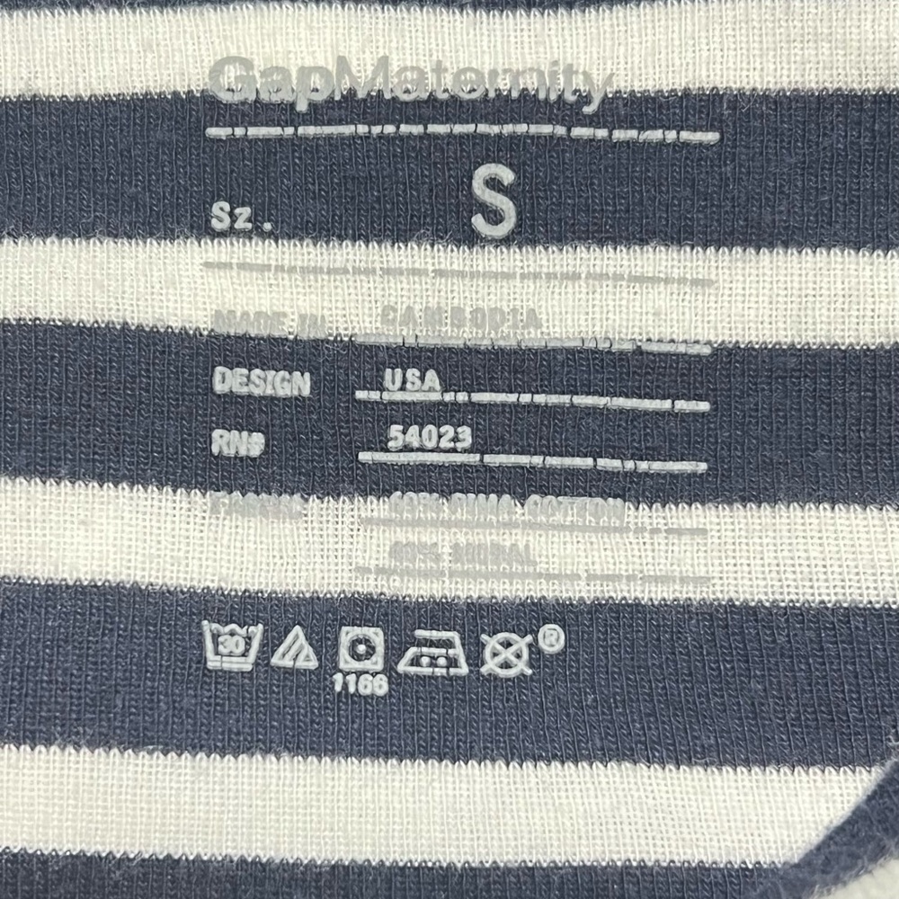 Gap Maternity Navy Blue Boat Neck Pima Modal Blend Striped Tee - Picture 4 of 6